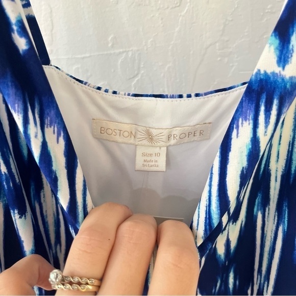 Boston Proper Blue White Tank Jumpsuit Jumper Playsuit Size 10 - Picture 4 of 13